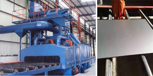 大型鋼板拋丸機，用于大面積鋼材鋼板除銹方法