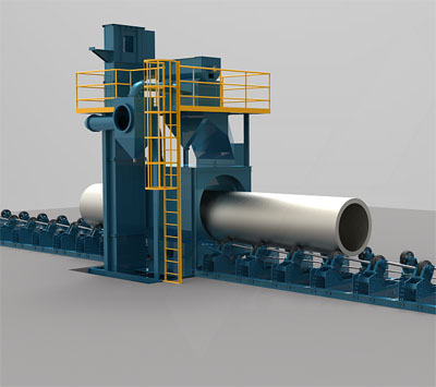 鋼管拋丸機(jī)，外壁除銹清理設(shè)備